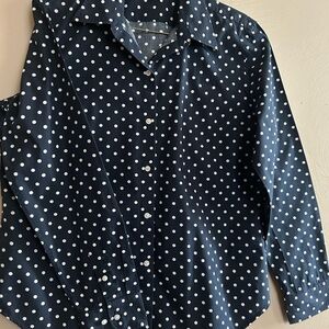 Vintage 70s Chaps Polka Dot Long Sleeve Women’s Shirt. Size Large.
